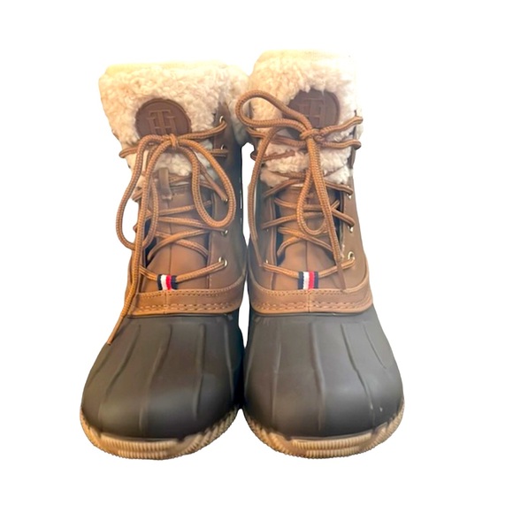 Tommy Hilfiger Fur Boots Brown Tan 9 Duck Boots Mysty - Picture 2 of 7